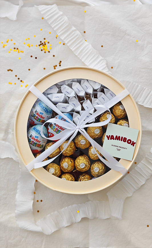 Box ze słodyczami Ferrero Rocher, Ritter Sport i Kinder