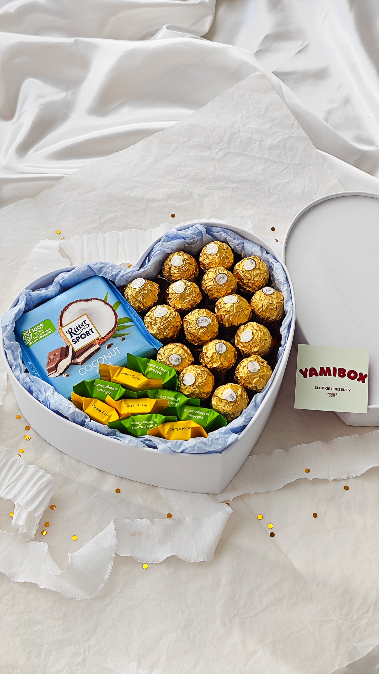 Box ze słodyczami Ferrero Rocher i Ritter Sport